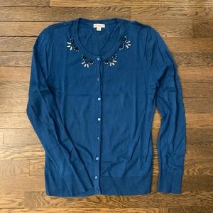 Merona Blue Jeweled Sweater